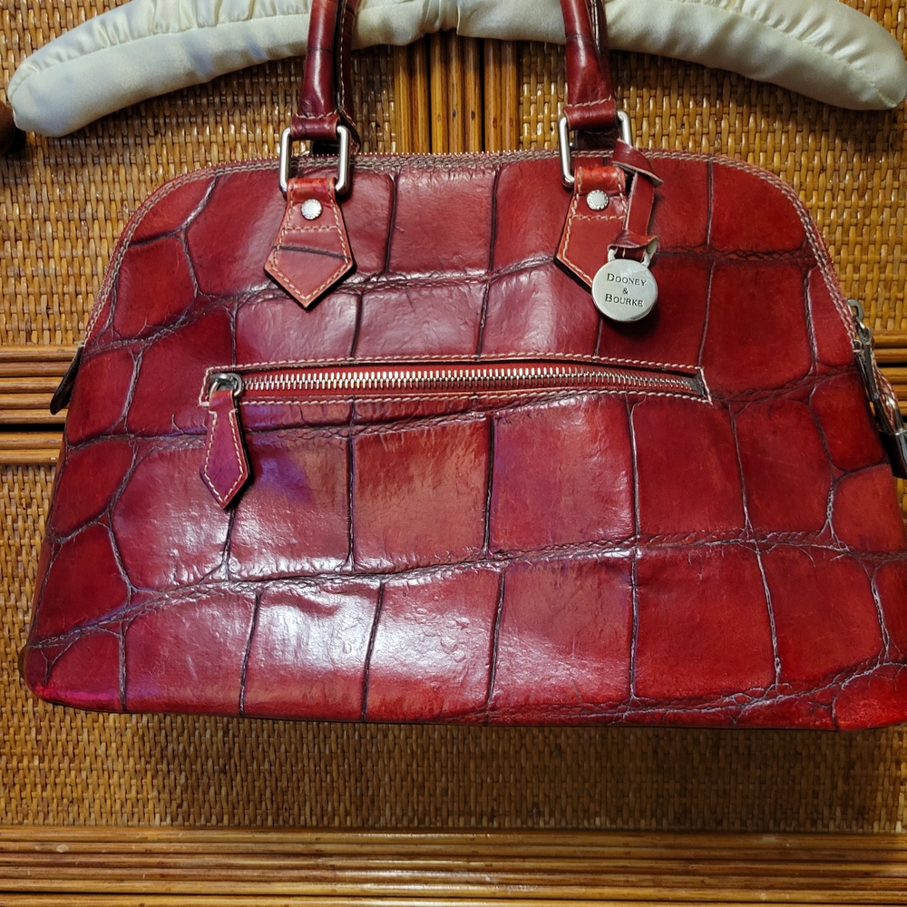 Dooney & Bourke Red Croc-Embossed Leather Bag